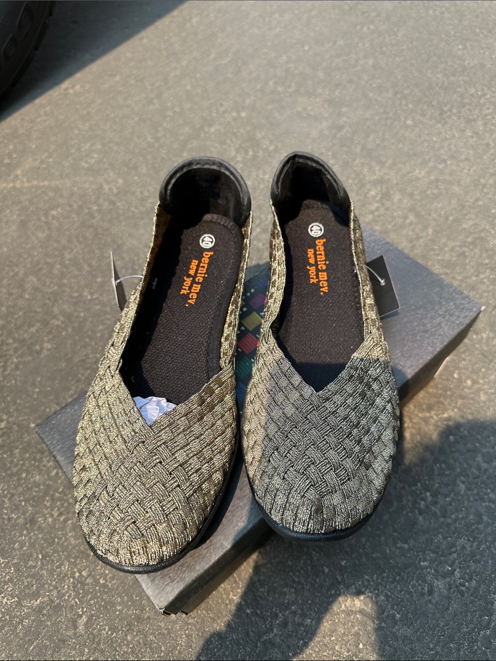 bernie mev. Woven Metallic Bronze Slip-On Flats - Picture 2 of 4